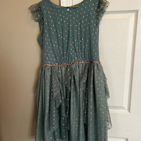 Big Girls Rose Gold Glitter Dress - Size 16 - Picture 2 of 7